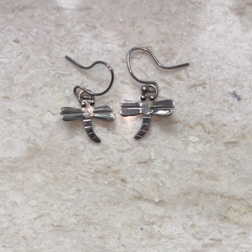 Sterling Silver jewelry .925 boho Dragonfly Earrings insect Nature bohemian bug
